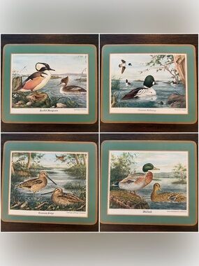 Set of 4 Vintage Pimpernel Waterfowl Print Cork Mats England